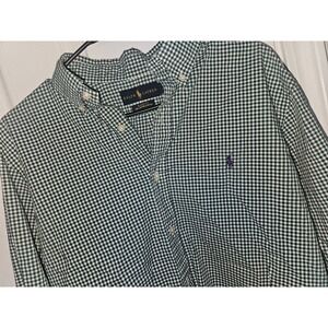 Ralph Lauren green/white plaid Gingham classic fit button shirt men's large